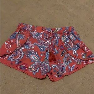 Maroon floral loose shorts